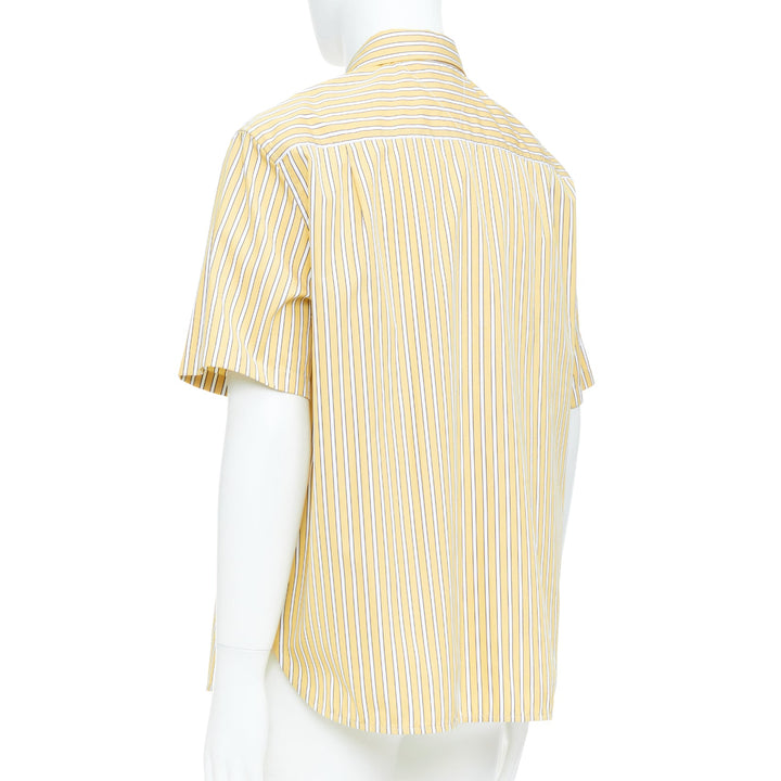 BOTTEGA VENETA Outline yellow striped cotton poplin oversized boxy shirt IT46 S