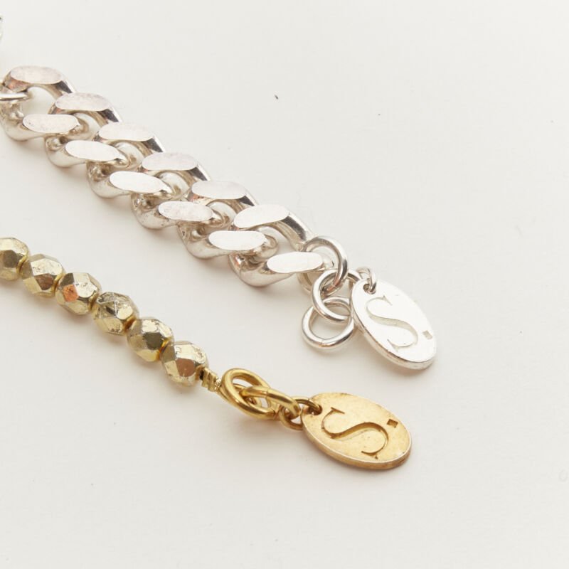 LE BIJOUX DE SOPHIE Lot of 2 gold skull charm silver crystal bow chain bracelet