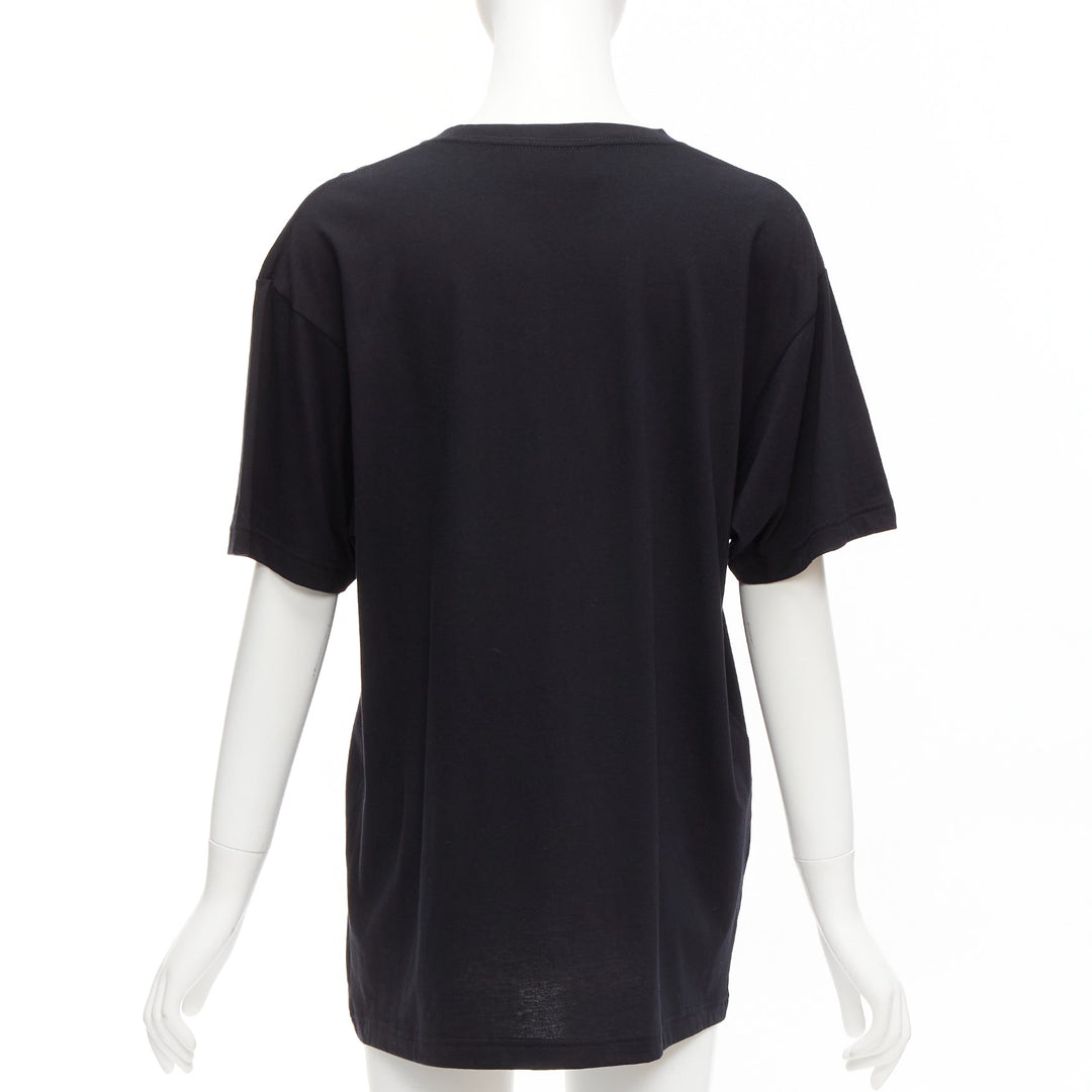 GUCCI black Vintage GG box logo cotton long relaxed tshirt XXS