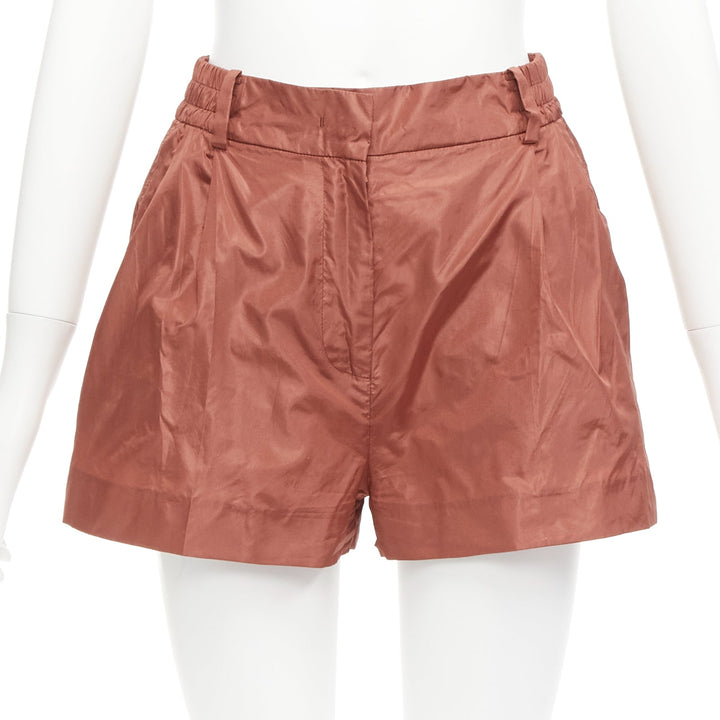 VALENTINO 2021 Piccioli 100% silk brick red high waisted dress shorts IT36 XXS