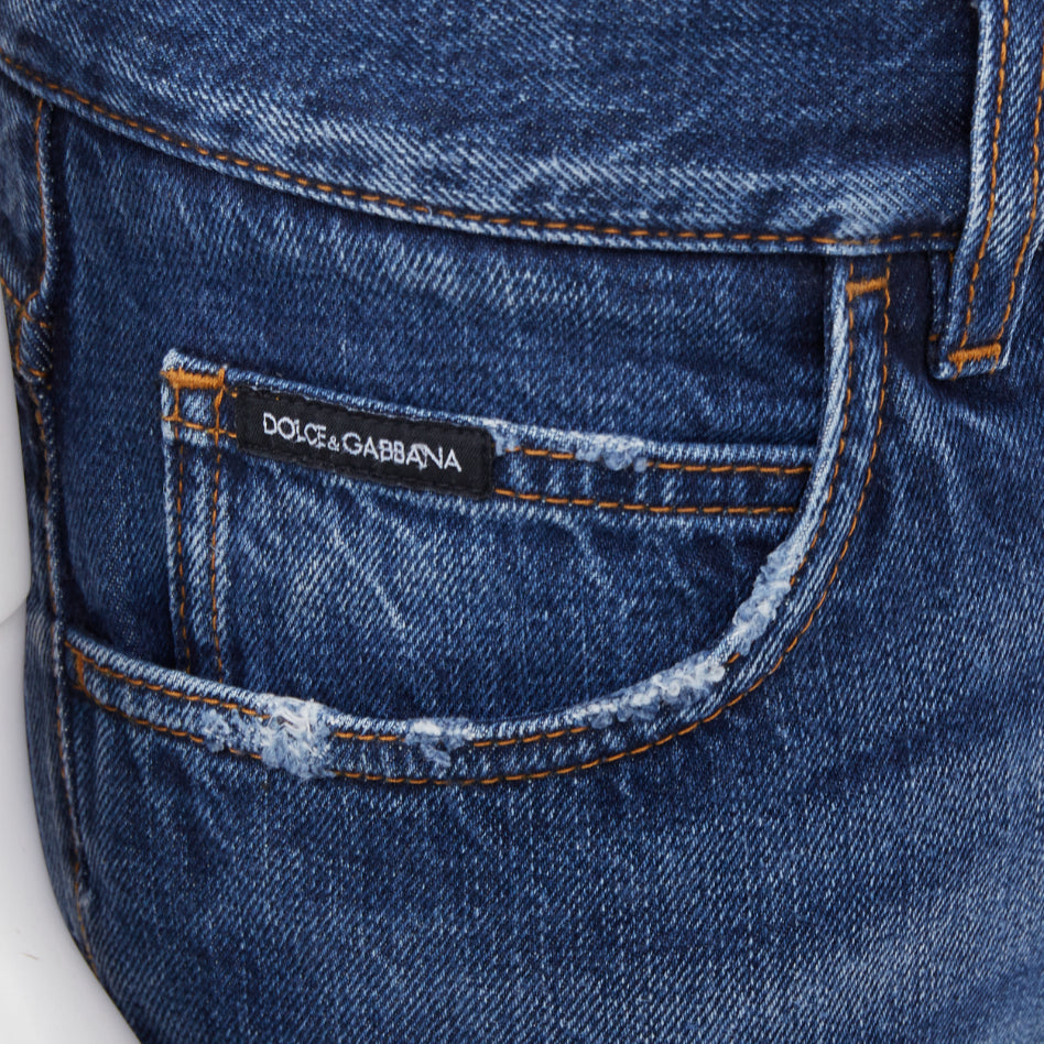 DOLCE GABBANA Martini mid blue distressed cotton denim jeans IT48 M