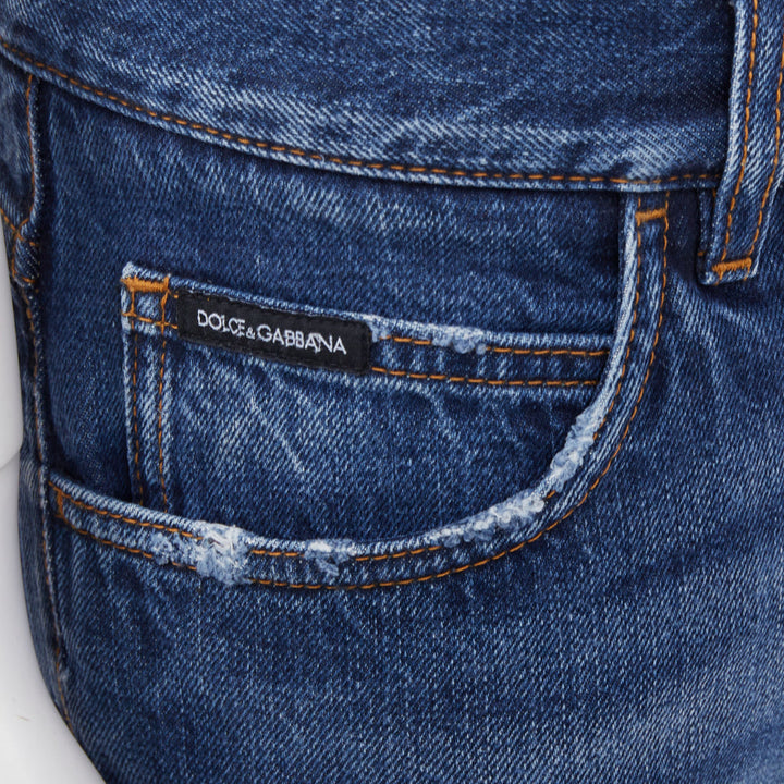 DOLCE GABBANA Martini mid blue distressed cotton denim jeans IT48 M