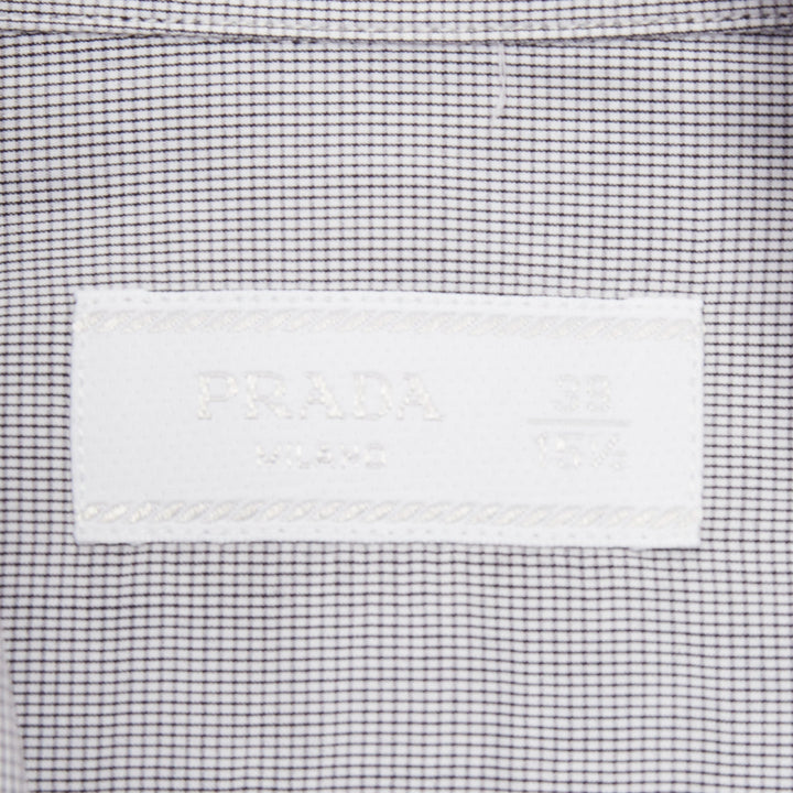 PRADA grey cotton micro checks long sleeve tailored formal collared shirt EU39 M