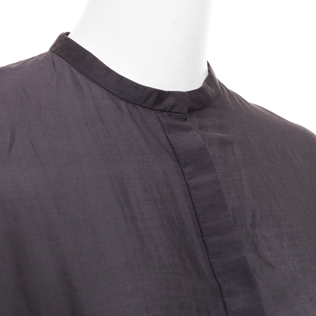 THE ROW black cotton silk fringed embroidered lace peplum sheer shirt US2 S