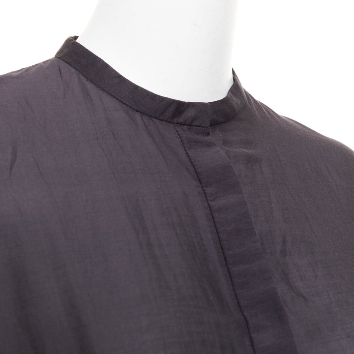 THE ROW black cotton silk fringed embroidered lace peplum sheer shirt US2 S