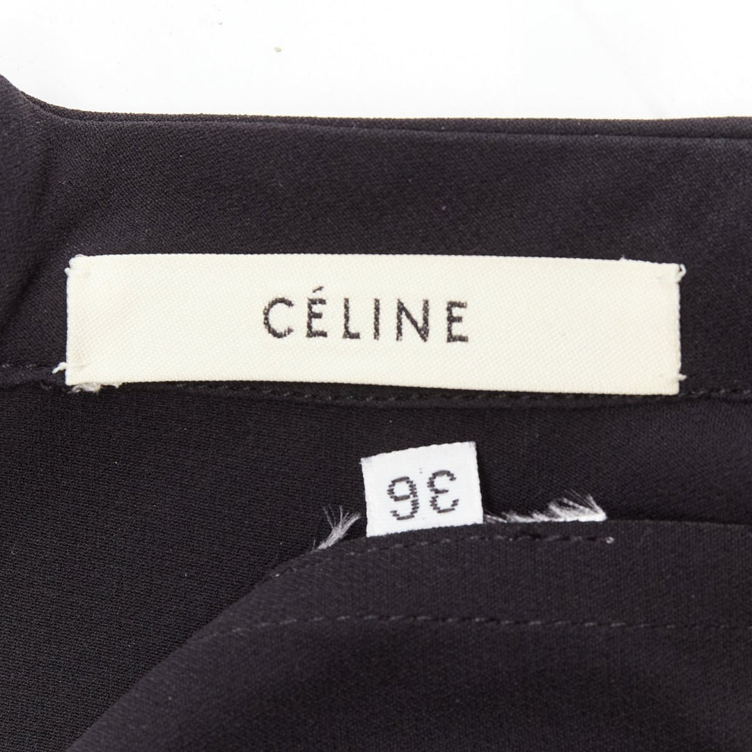 OLD CELINE Phoebe Philo khaki leather black panel gold belt dress FR36 S