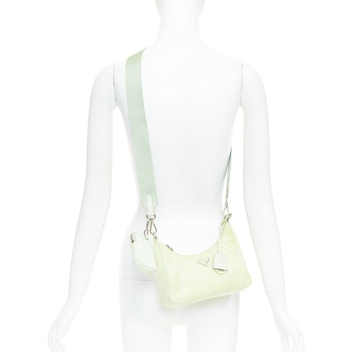 PRADA Re-edition 2005 Re-nylon Trio mint green nylon crossbody bag