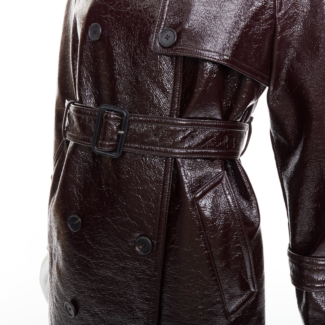 JOSEPH burgundy coated wool felt double breasted trench coat FR34 XS