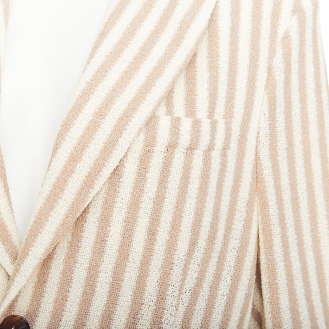 HARRIS WHARF LONDON beige striped cotton blend single breasted blazer IT52 XL