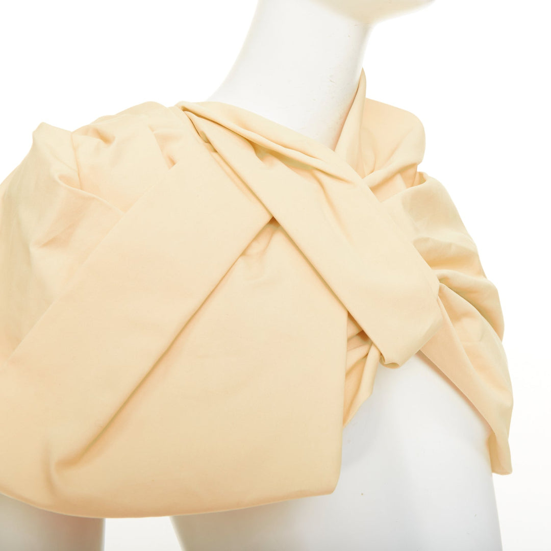 JIL SANDER 2021 pastel yellow cotton silk knot detail wrap short cape IT34 XXS