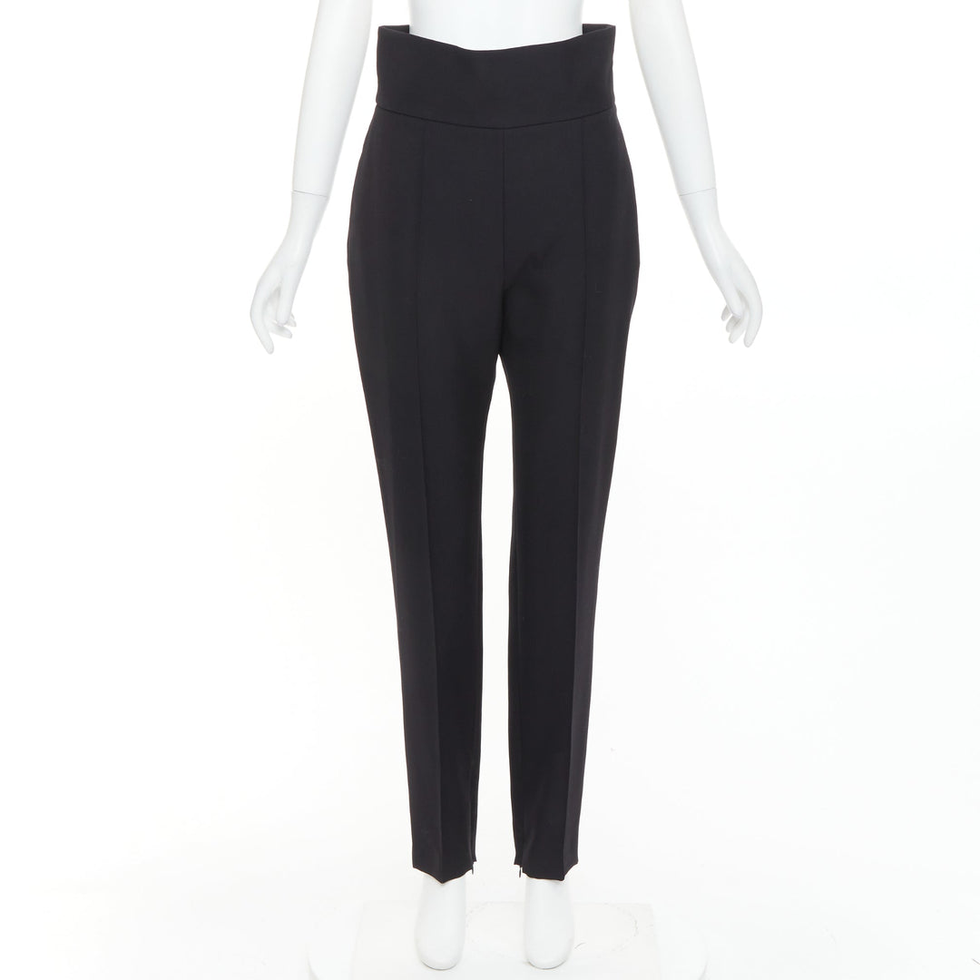ALEXANDRE VAUTHIER black high waist pleated zip hem harem pants FR40 L