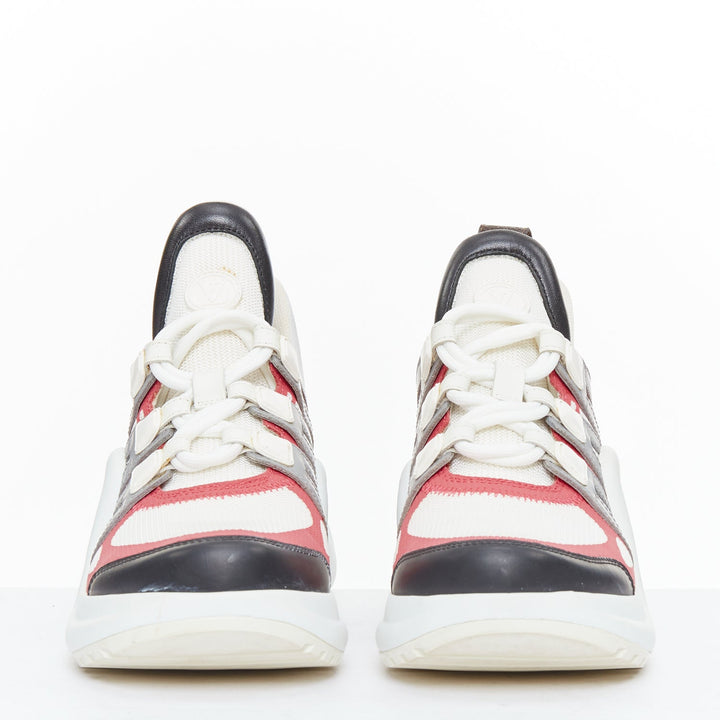 LOUIS VUITTON Archlight pink white leather mesh architectural sneakers EU37