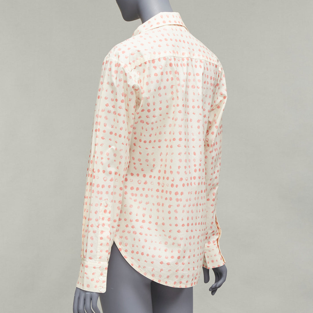 MARNI cream pink painted polka dots print long sleeve shirt IT38 XS
