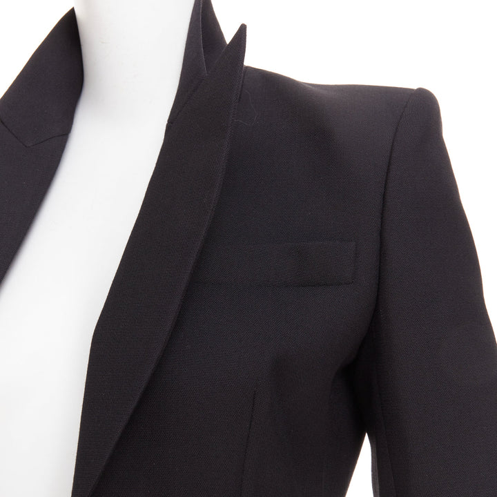 ALEXANDRE VAUTHIER COUTURE black stand peak lapel cropped tuxedo blazer jacket