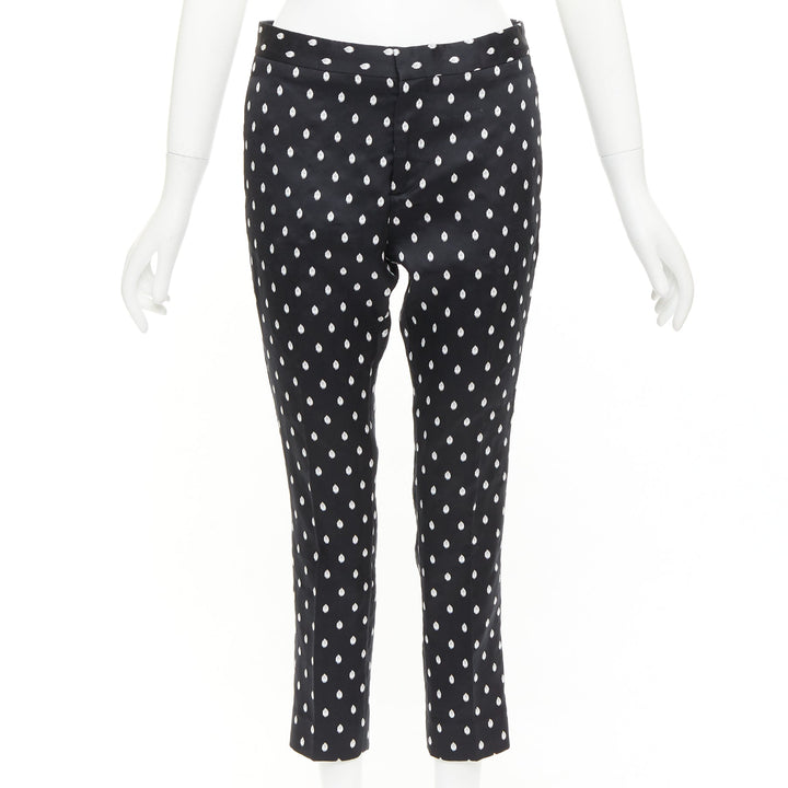 GIAMBATTISTA VALLI black white dot brocade tapered crop pants IT40 XS