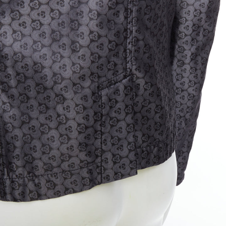 ANN DEMEULEMEESTER Vintage grey silk blend geometric floral brocade blazer M