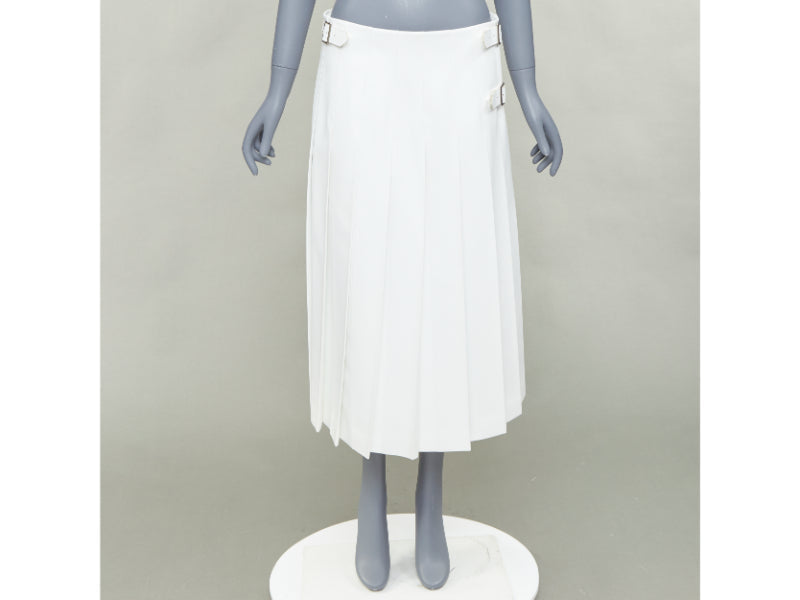 COMME DES GARCONS Homme Plus 2018 white PU cowhide trimmed pleated kilt skirt S