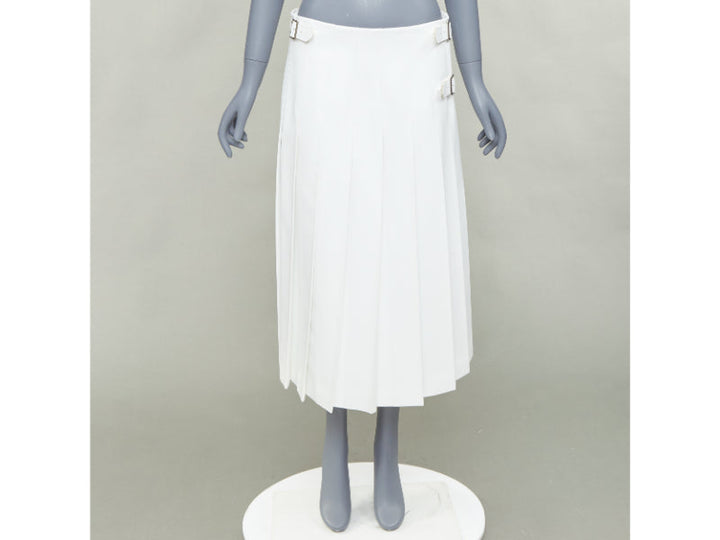 COMME DES GARCONS Homme Plus 2018 white PU cowhide trimmed pleated kilt skirt S