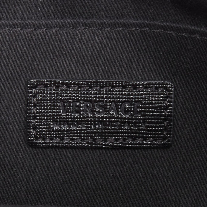 VERSACE Palazzo Medusa emblem black saffiano leather zip pouch clutch