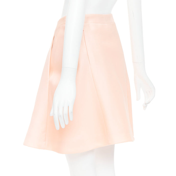 BALENCIAGA 2013 pink 100% silk crepe panelled Aline knee skirt FR38 M