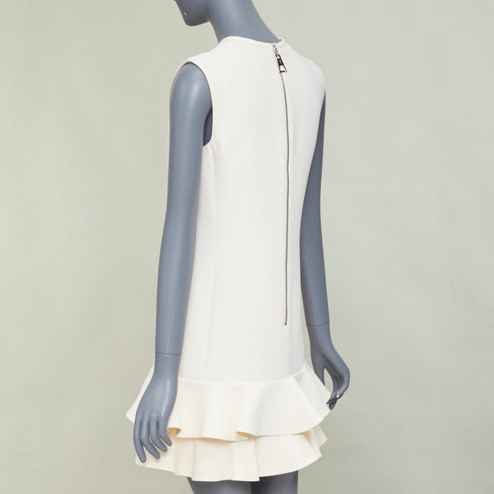 LOUIS VUITTON 2021 Game On ivory wool silk red Heart Logo ruffle dress FR36 S
