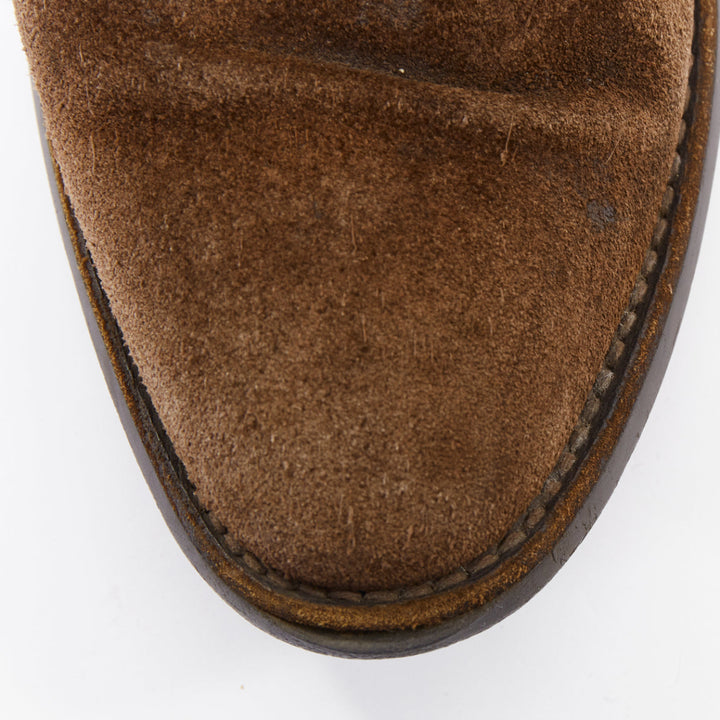 CROCKETT & JONES Chelsea dark brown repello suede almond ankle boot UK6.5 EU40.5