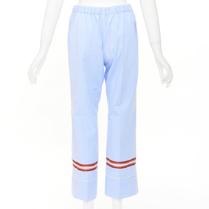 NO. 21 red stripe light blue cotton blend button shirt pants set IT42 M