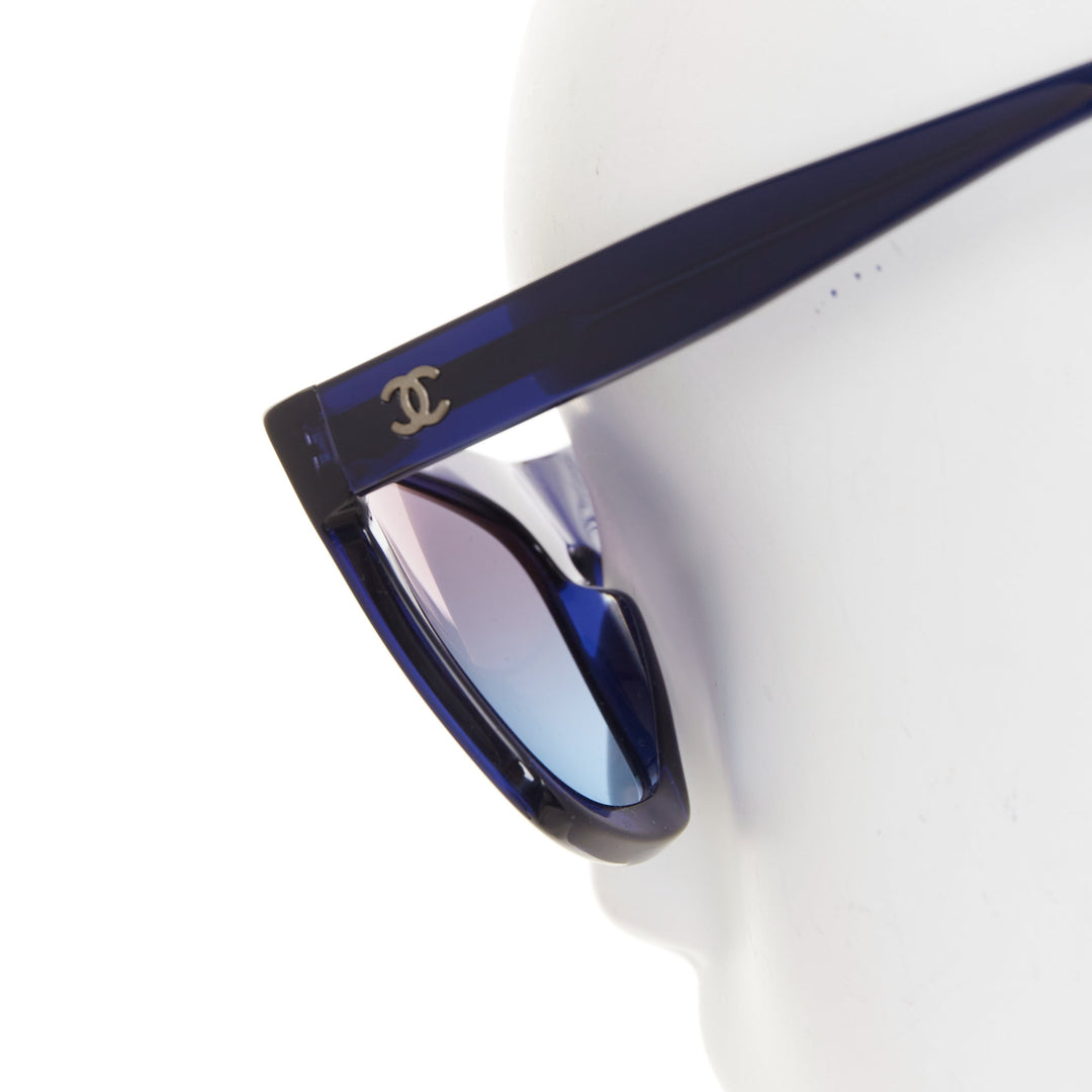 CHANEL 2019 Runway 71042A midnight blue acetate gradient lenses square sunglass