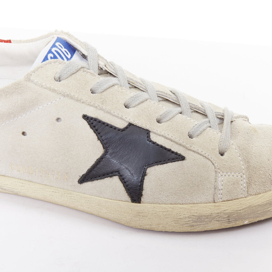 GOLDEN GOOSE SuperStar grey suede red metallic trim star distressed sneaker EU38
