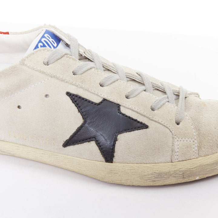 GOLDEN GOOSE SuperStar grey suede red metallic trim star distressed sneaker EU38