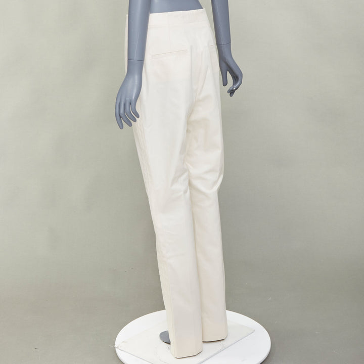 COLVILLE ivory cream cotton twill taped v raised hem harem pants IT42 M