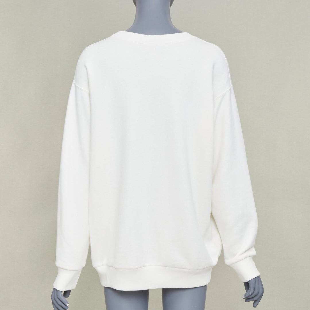 GUCCI PIKARAR 2023 sequinned cotton jersey white vintage logo crew sweatshirt XS