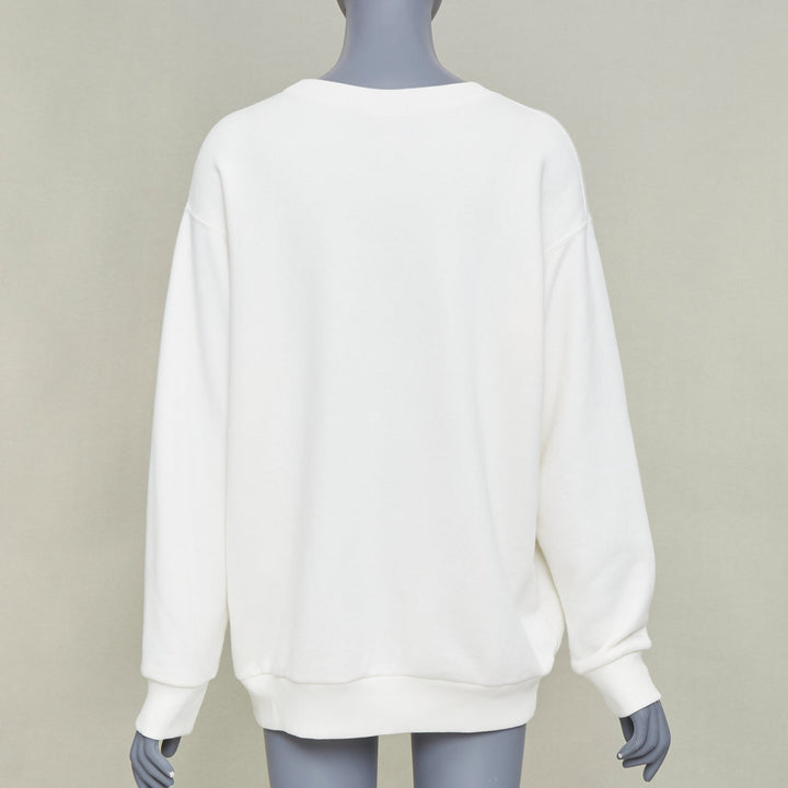 GUCCI PIKARAR 2023 sequinned cotton jersey white vintage logo crew sweatshirt XS