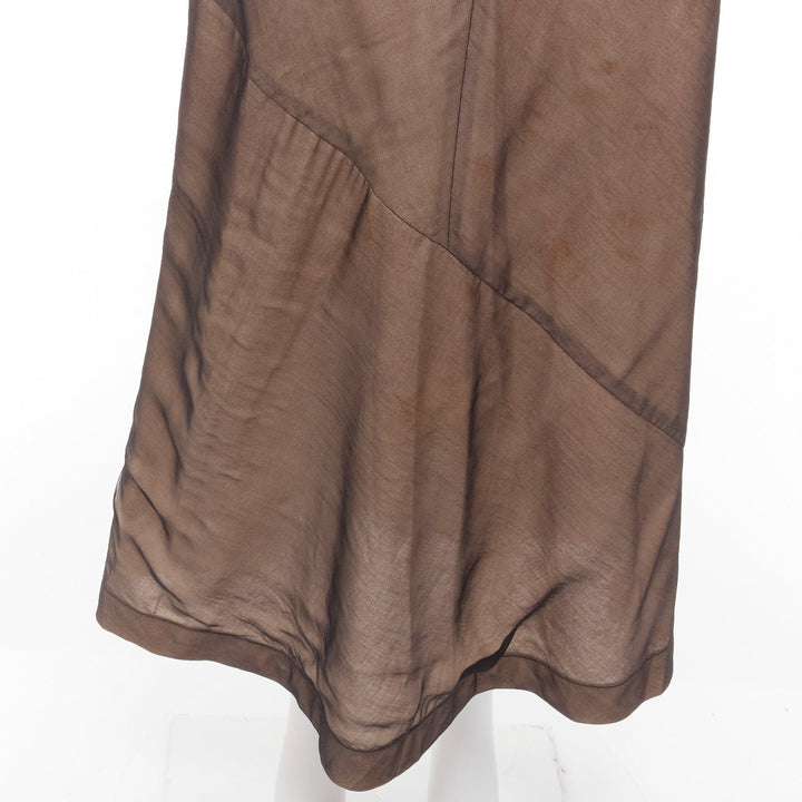 COMME DES GARCONS Vintage nude black sheer overlay A-line dress S Cindy Sherman