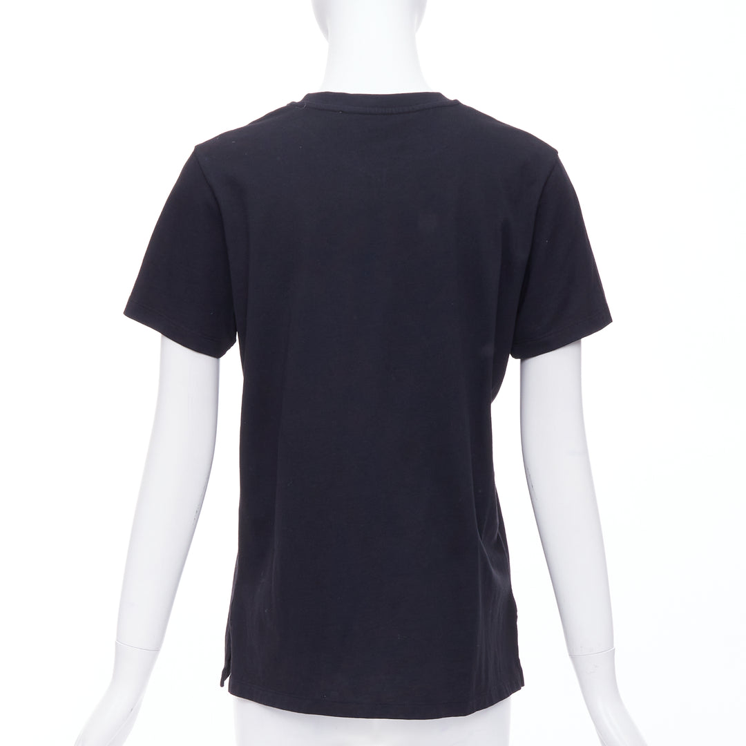 STELLA MCCARTNEY All Is Love UFO black bias cut cotton tshirt IT38 XS