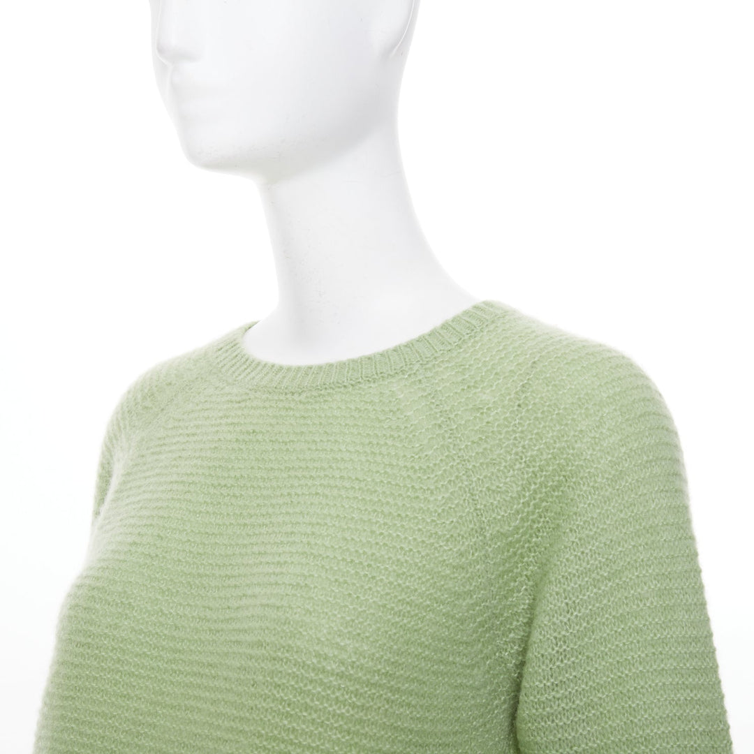 MAX MARA 2019 sage light green textured waffle knit cashmere silk sweater XS