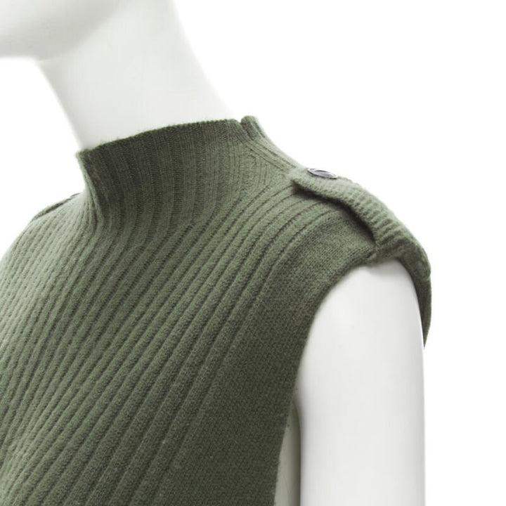 RAG & BONE 100% merino wool braid detail ribbed button side sweater dress S