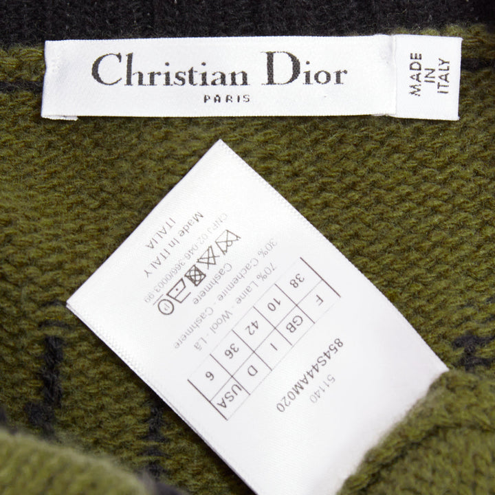 CHRISTIAN DIOR J'adior 8 navy green wool cashmere ringer sweater FR38 M