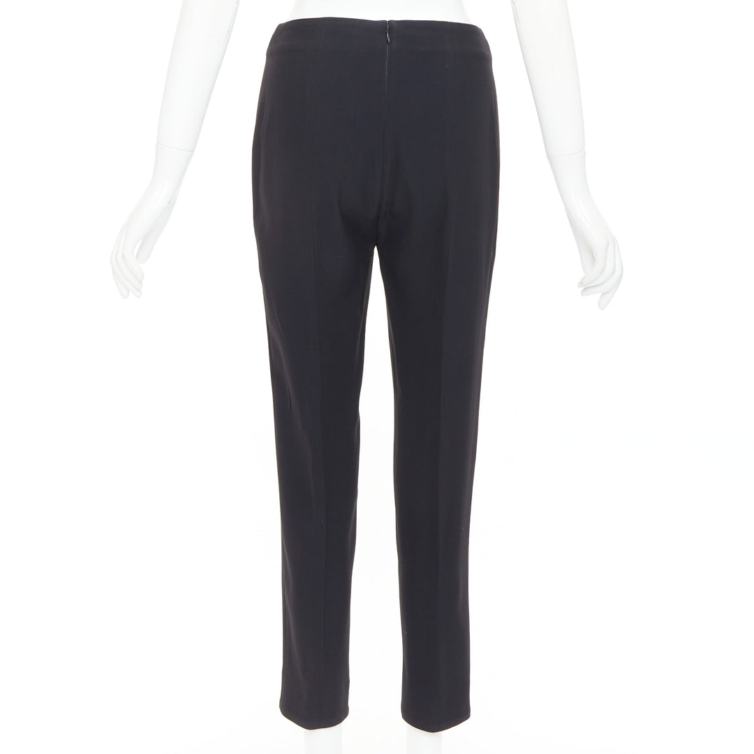 ALEXANDER MCQUEEN black silky slit front high waisted cropped pants IT40 S
