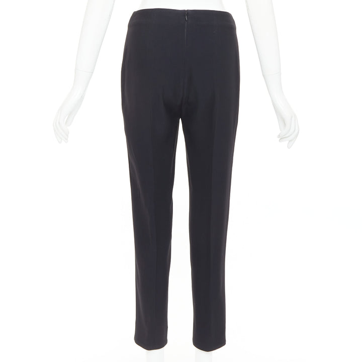 ALEXANDER MCQUEEN black silky slit front high waisted cropped pants IT40 S
