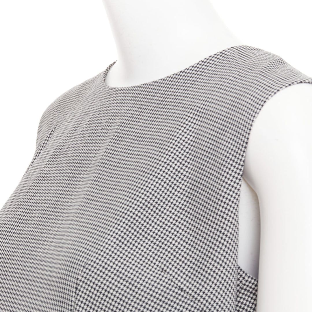 COMME DES GARCONS 2018 grey wool houndstooth 3D jagged cut out sheath dress S