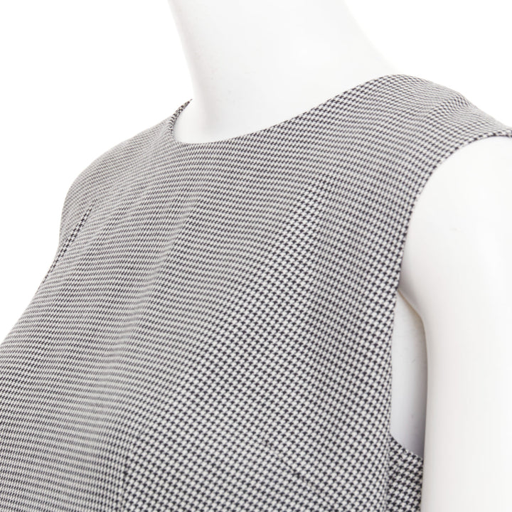 COMME DES GARCONS 2018 grey wool houndstooth 3D jagged cut out sheath dress S