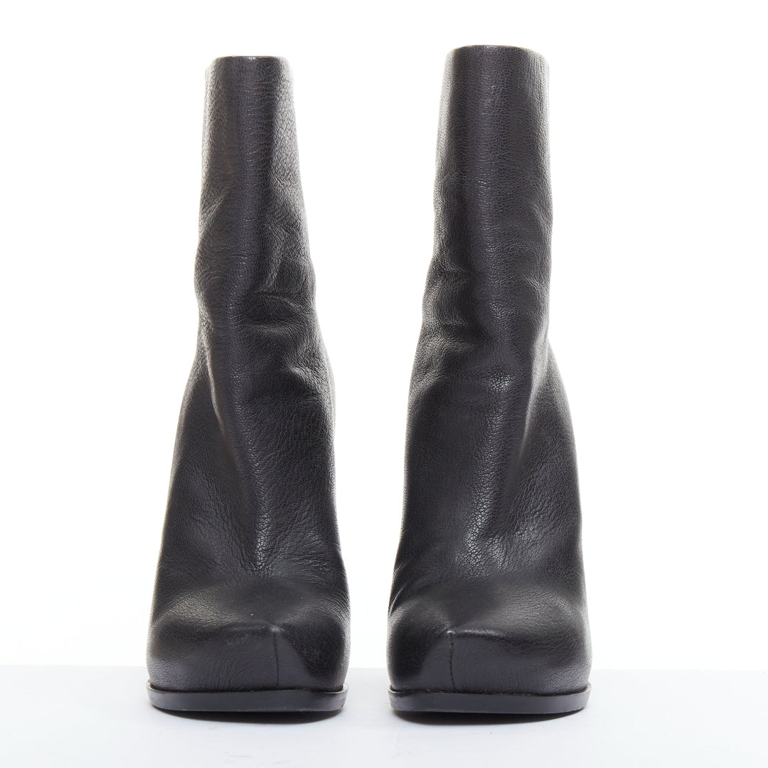 LANVIN AW11 Runway black leather sculpted point toe stiletto ankle boots EU36.5
