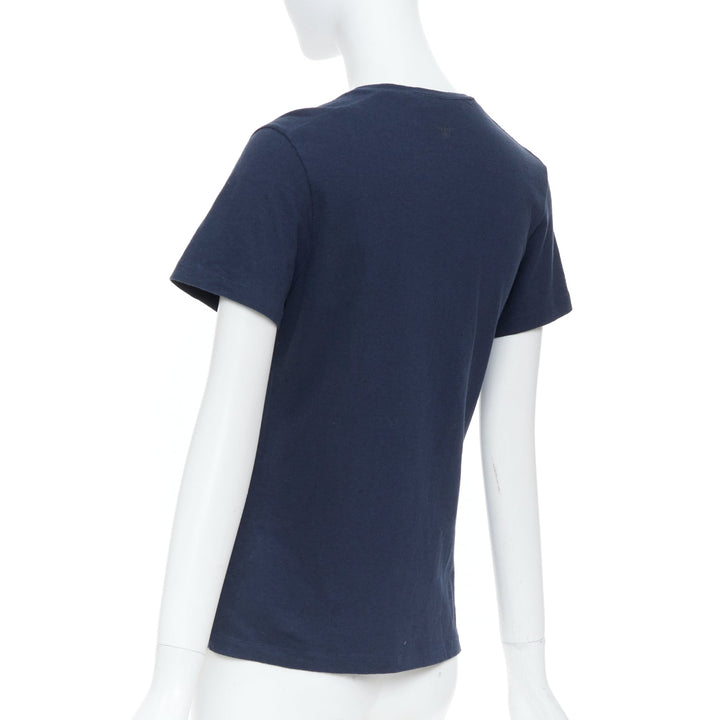 DIOR 2017 Runway Feminist Definition slogan navy cotton linen knit tshirt XS