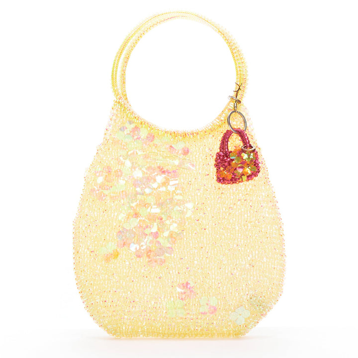 ANTEPRIMA Wire Bag iridescent floral sequins micro charm teardrop tote