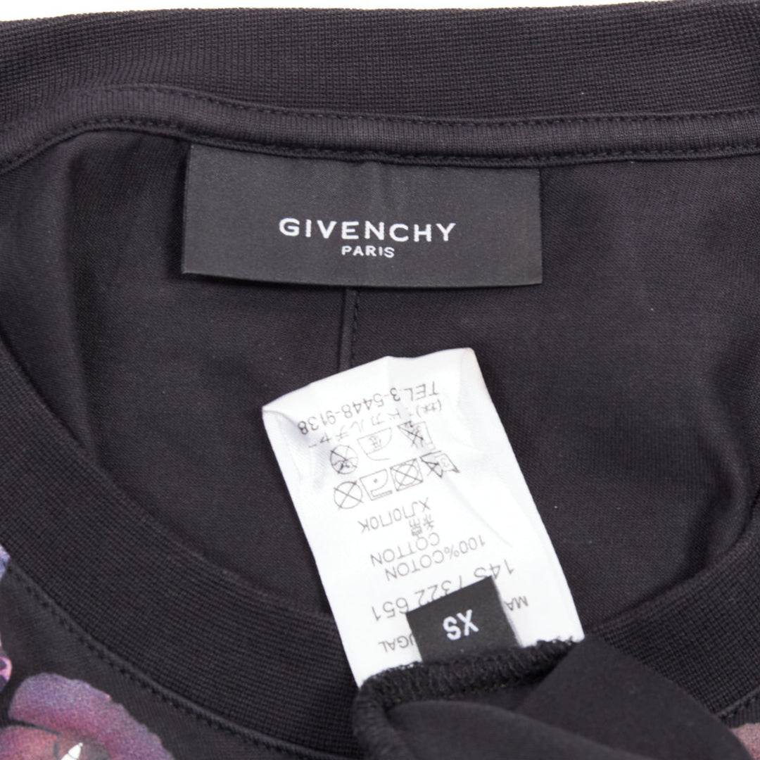 GIVENCHY Riccardo Tisci purple flower white star black tshirt XS
