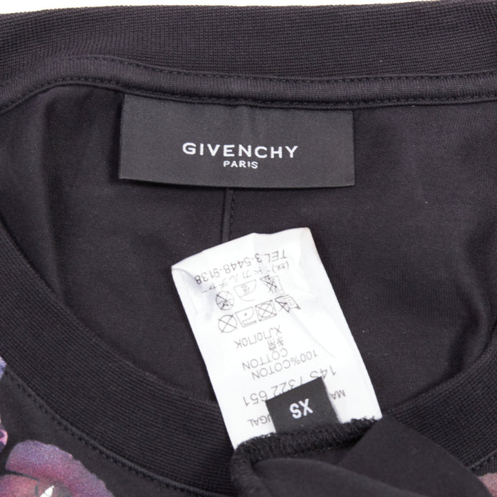 GIVENCHY Riccardo Tisci purple flower white star black tshirt XS