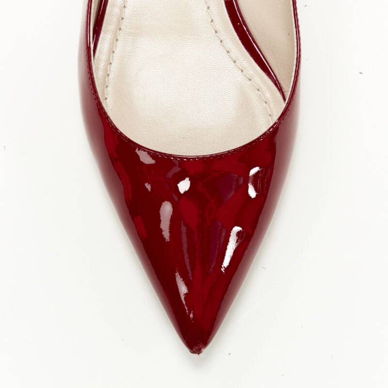 CHRISTIAN DIOR Obsesse-D red patent leather slingback pointy flats EU36.5