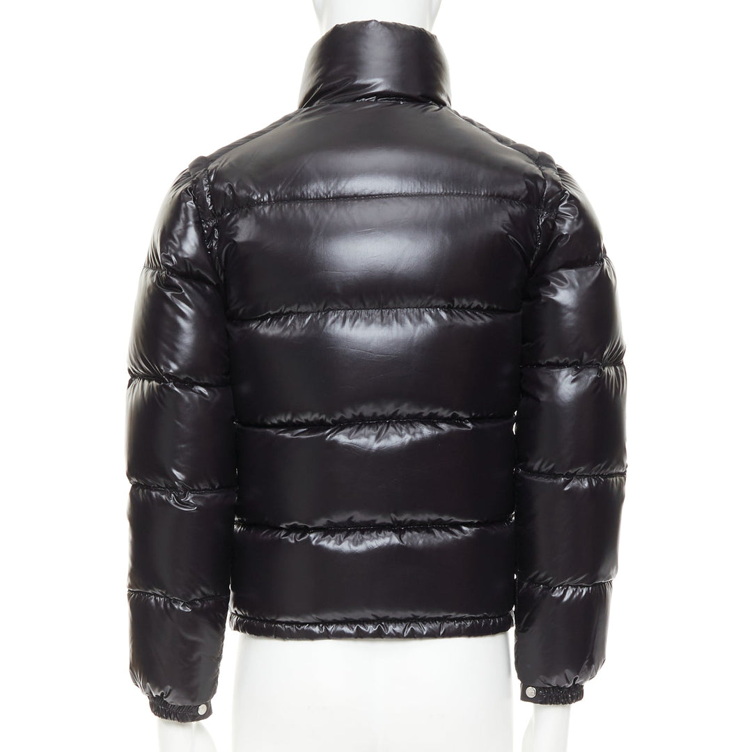 MONCLER Grenable black shine snap button cropped puffer jacket Sz.0 XS