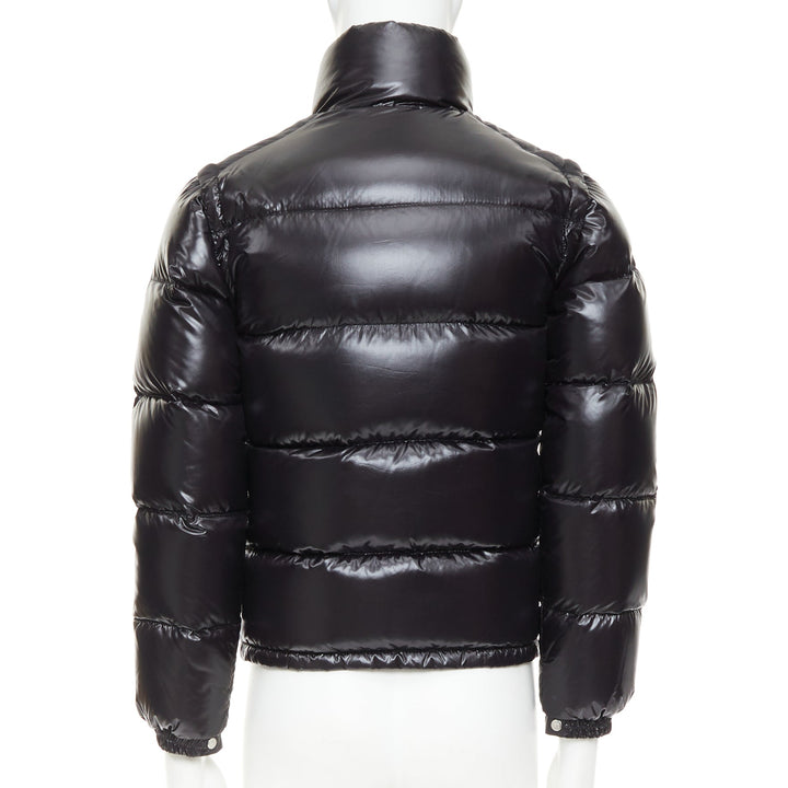 MONCLER Grenable black shine snap button cropped puffer jacket Sz.0 XS